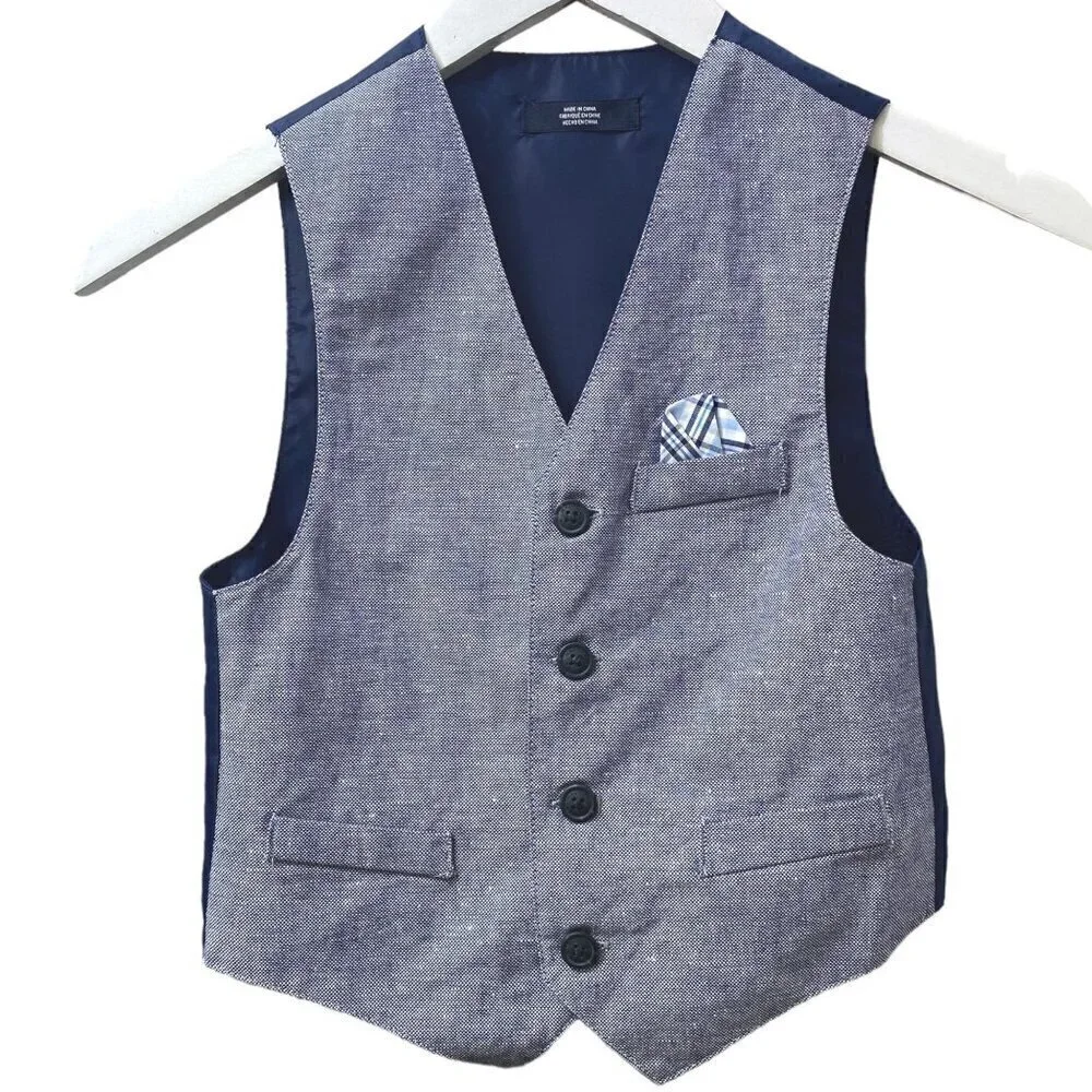 NAUTICA Boys Vest Size 5 Blue Linen Blend